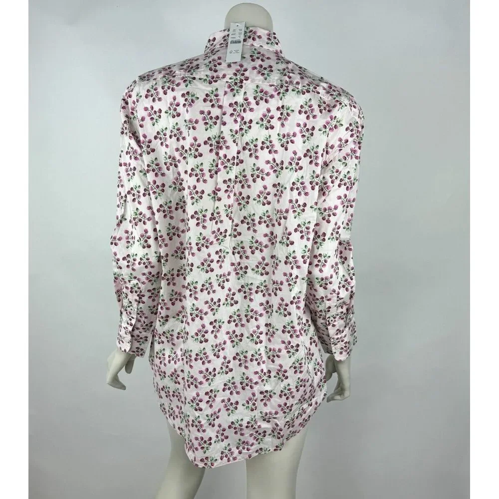 J Crew Relaxed-fit Cotton Poplin Shirt Women 2 NWT Collared‎ Long Sleeve Berry